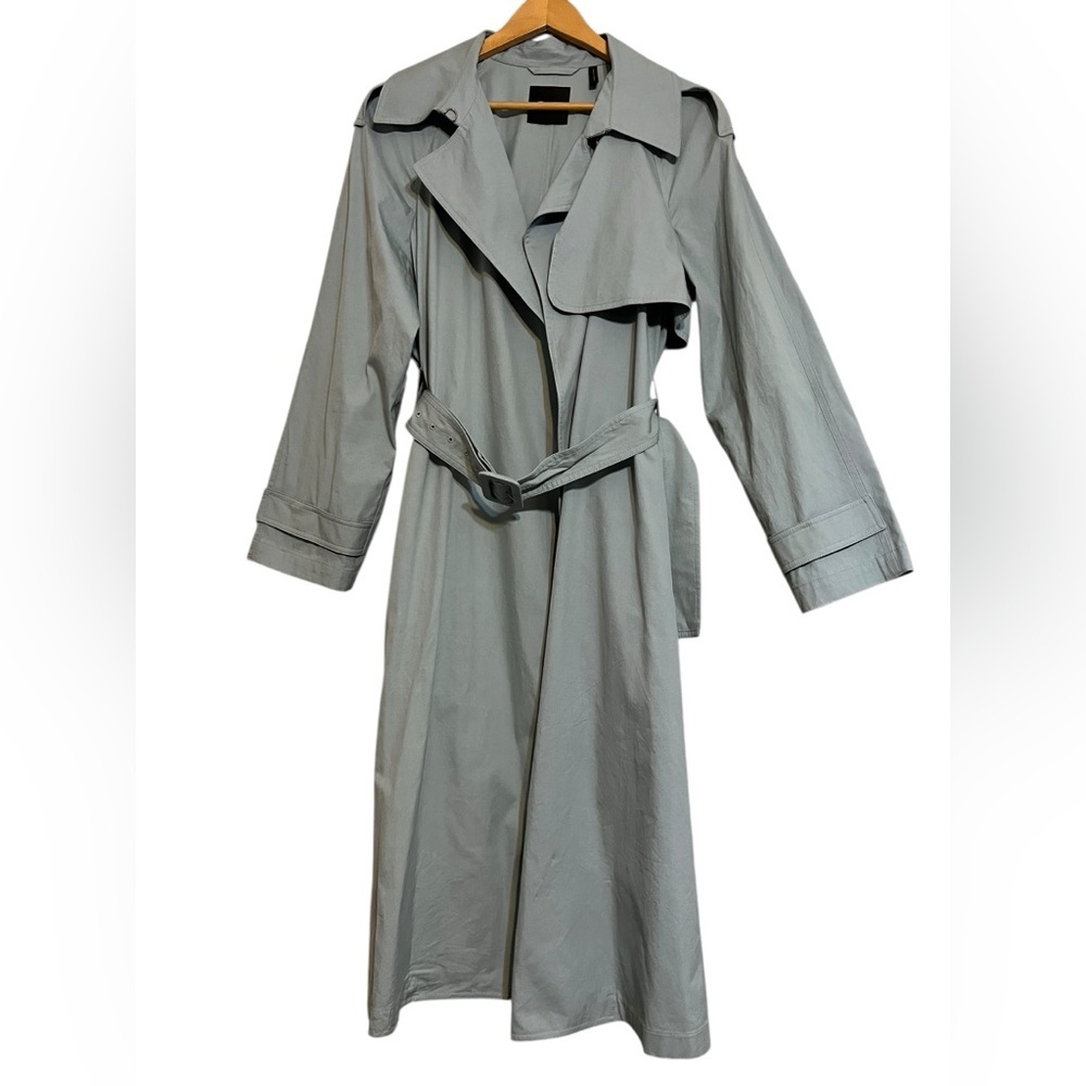 Theory Essential Trench Coat Sky Blue Women Size Large
